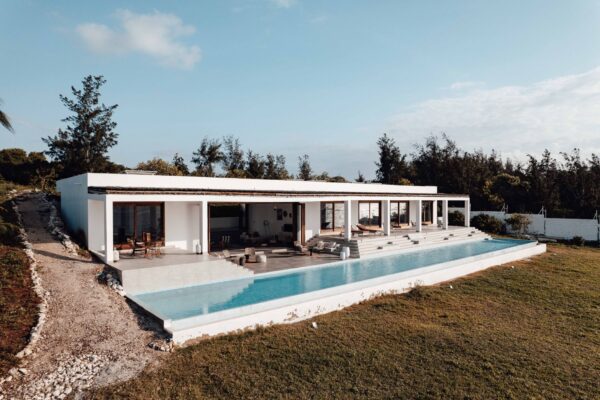 Exterior of an elegant villa with pool on Snell Isle Boulevard