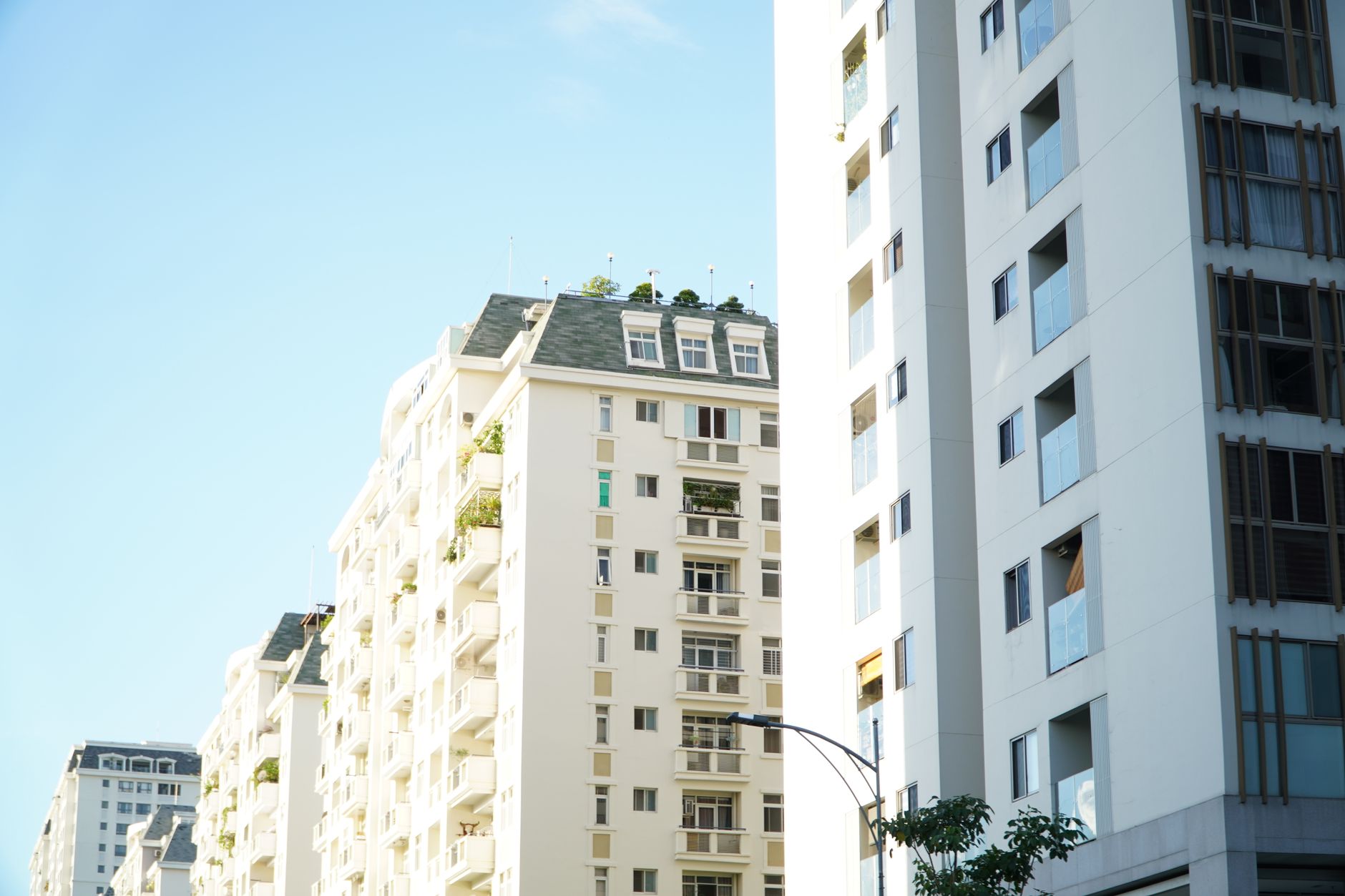 Exterior of a modern residential condominium building in downtown St. Petersburg