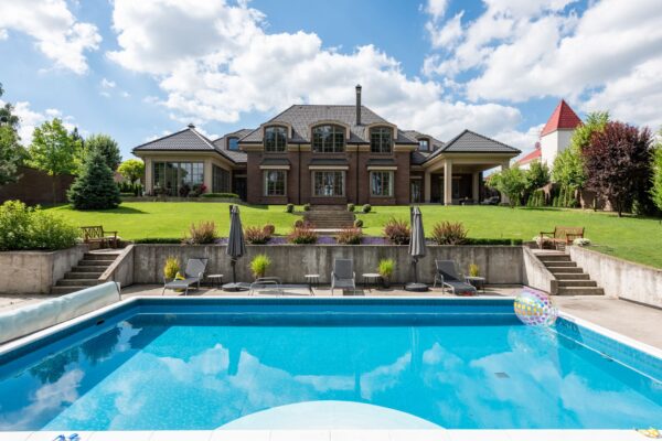 Exterior of a waterfront estate with pool on Pasadena Point near Tierra Verde