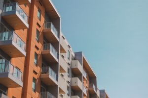 Exterior of a downtown St. Petersburg condominium building with glass balconies